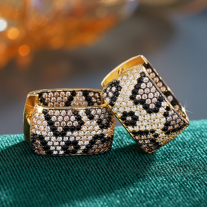 Leopard-print Earrings With Dual-tone Plated Ear Clips Brand: aeac