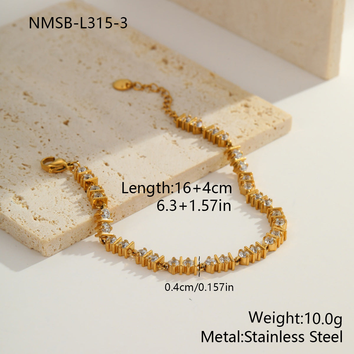 Color-Protecting Stainless Steel Round Heart Zircon Bracelet Brand: aeac