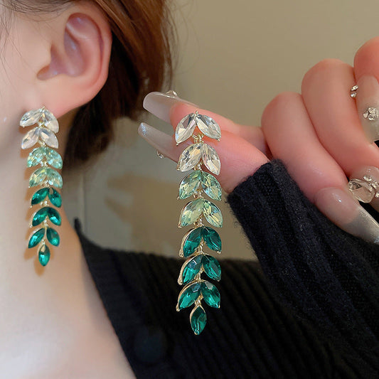 Gradient Color Tassel Wheat Long Earrings Women Brand: aeac