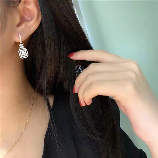 Women's Fashion Full Of Diamonds Micro-set Zirconia Bow Earrings Brand: aeac