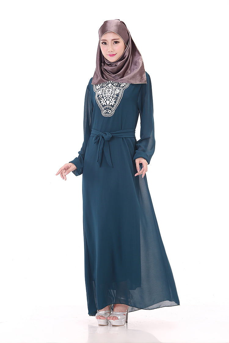 Muslim Robe Arab Hui Ethnic Women Chiffon Plus Size Women's Long-sleeved Dress Brand: aeac