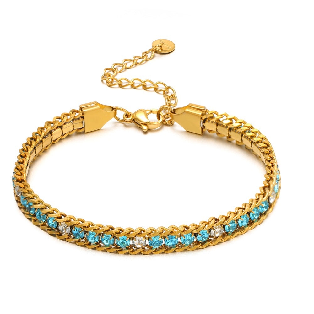 Single-sided Zircon-studded Chain Pearlt Bracelet Brand: aeac