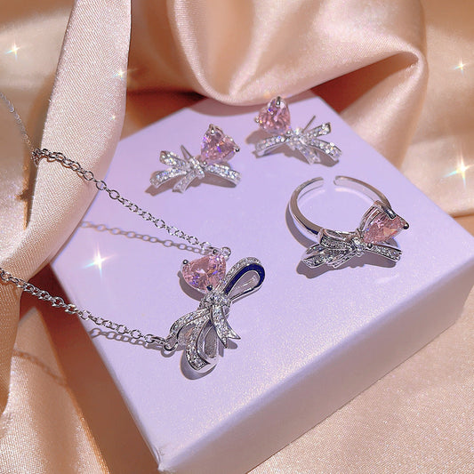 Love Bowknot Zircon Jewelry Three Piece Set Brand: aeac