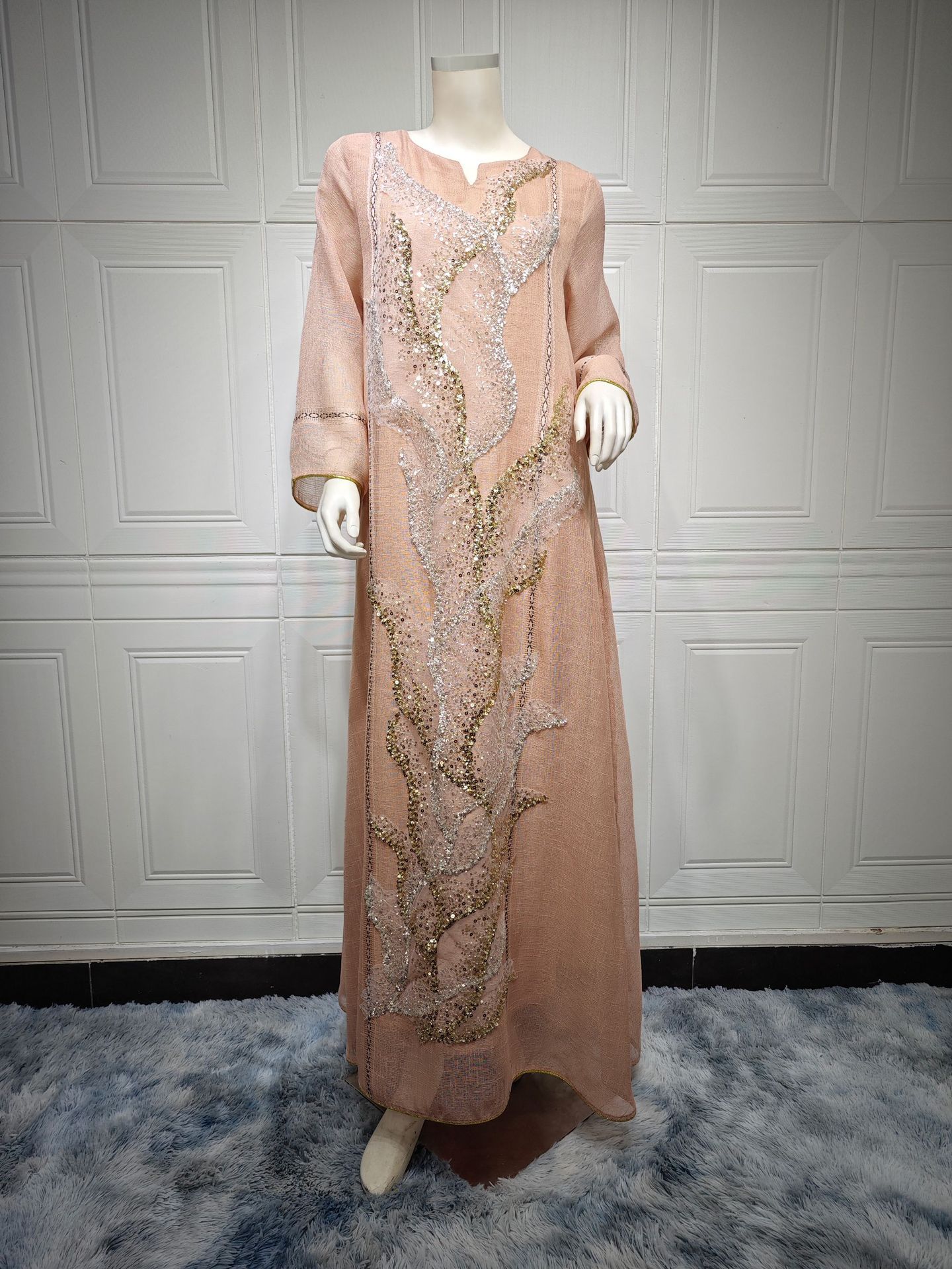 Muslim Robe Sequined Embroidery Dress Brand: aeac