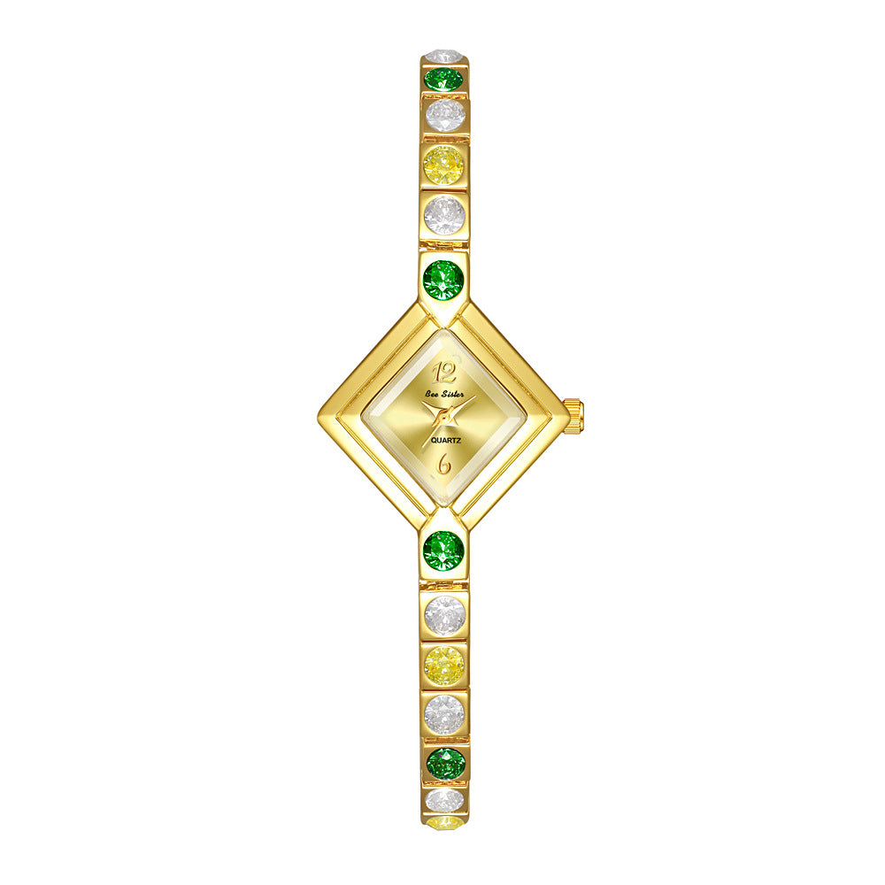 Light Luxury Temperament Gradient Diamond Anique Pocket Watch Spring Green Women's Watch Brand: aeac