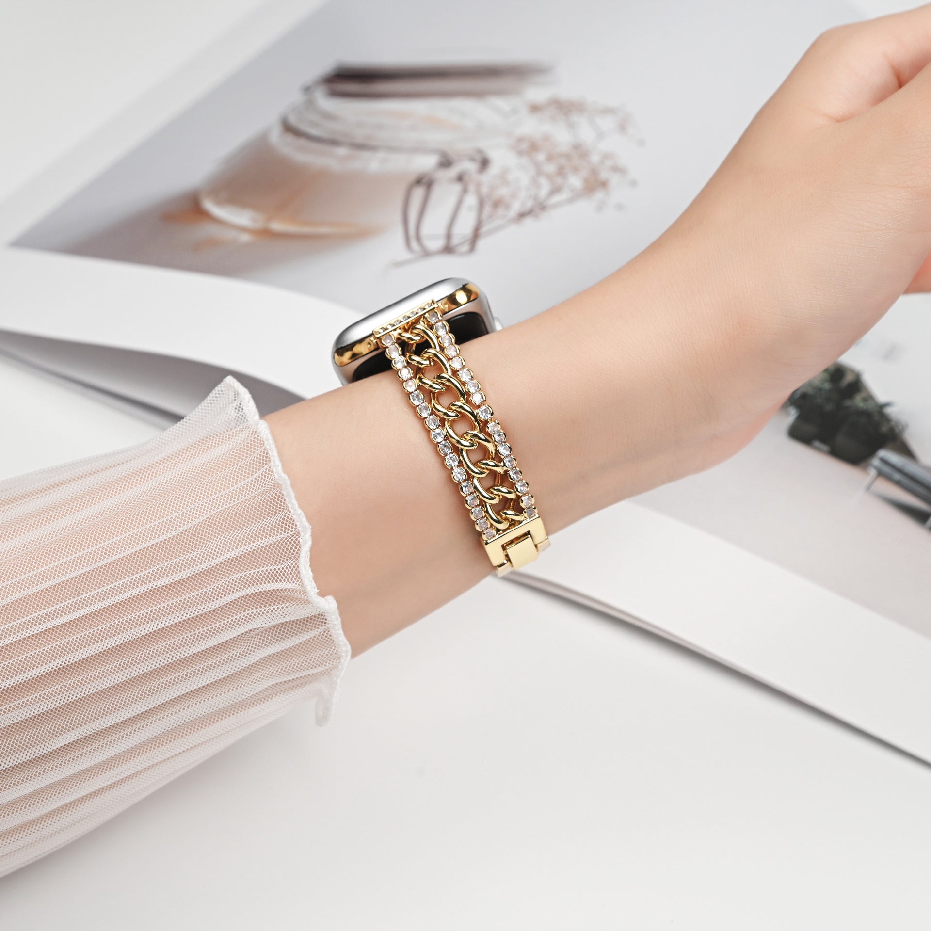 Chain Bilateral Diamond Bracelet Strap Brand: aeac