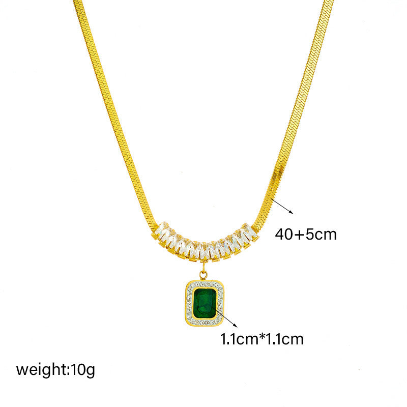Emerald Cubic Sugar Zirconium Hanging Pendant Necklace And Earrings Suite Brand: aeac