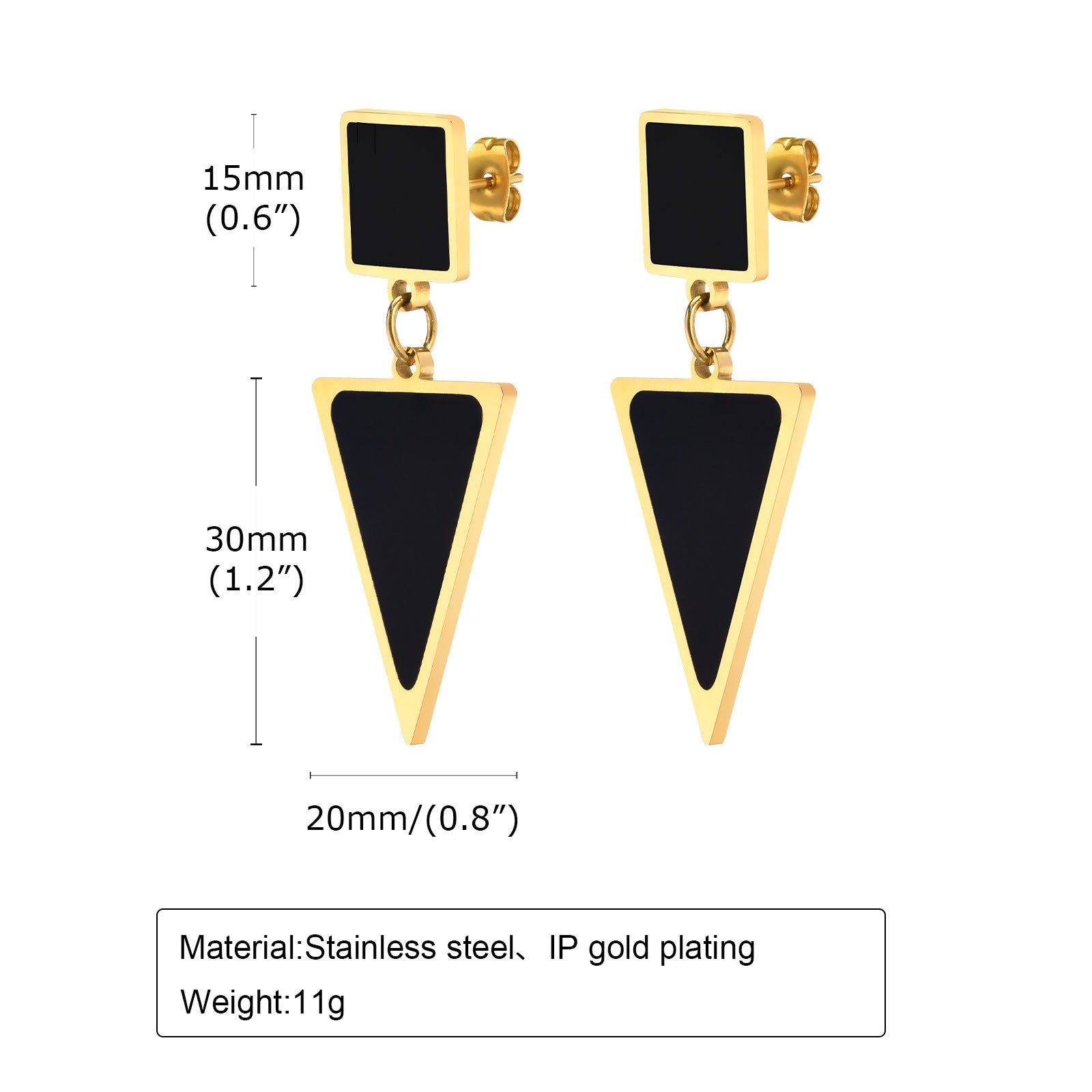 Stainless Steel Triangle Earrings Gold Simple Metal Geometry Brand: aeac