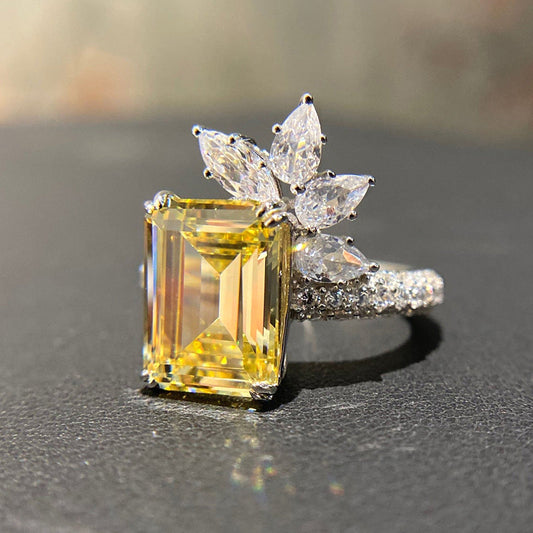 Elegant Princess Square Diamond Zircon Ring Vintage Brand: aeac