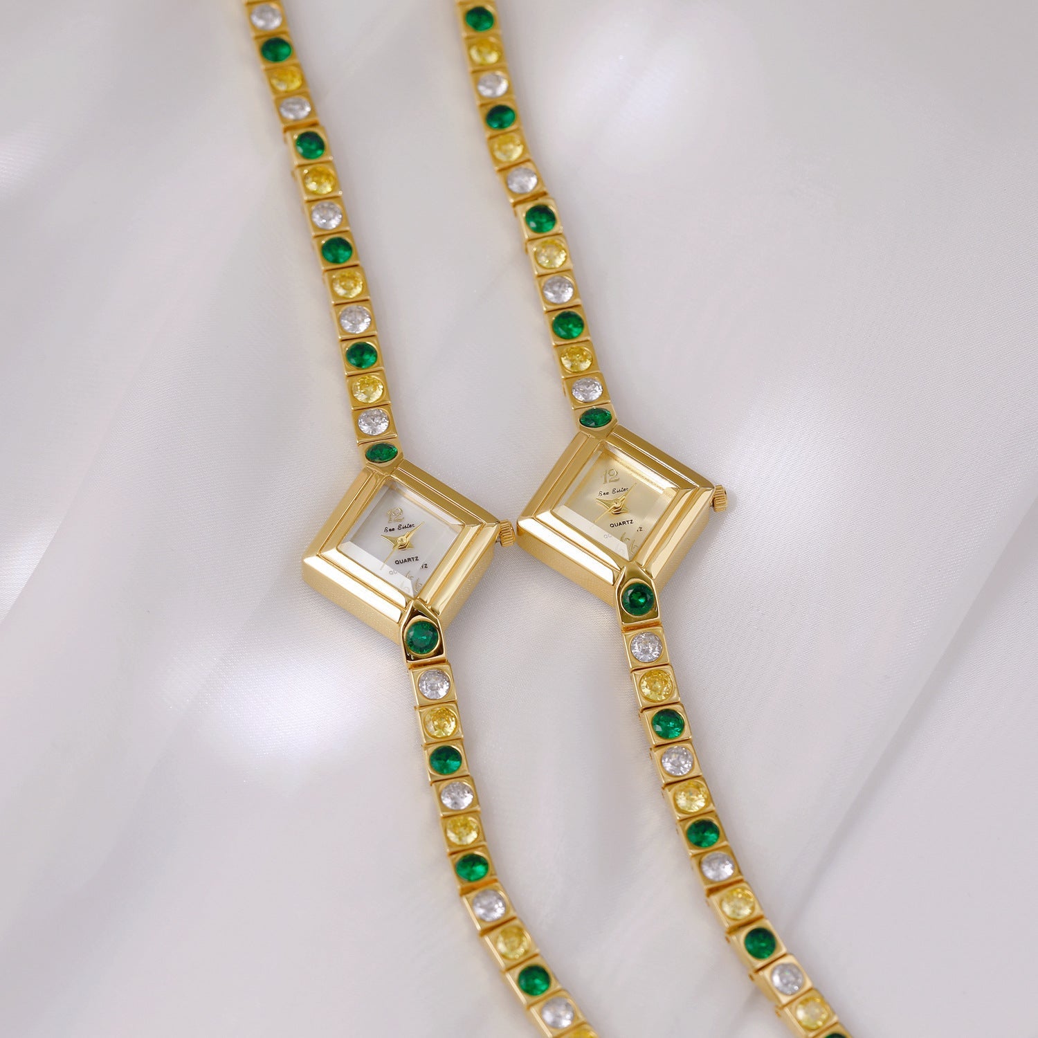 Light Luxury Temperament Gradient Diamond Anique Pocket Watch Spring Green Women's Watch Brand: aeac