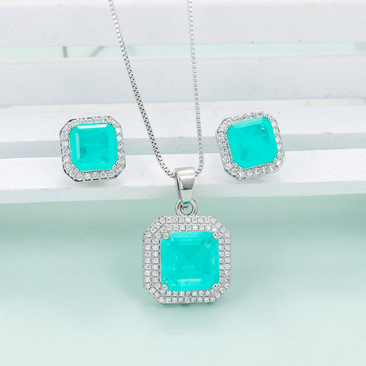 Female Versatile Personality Square Necklace Earrings Brand: aeac