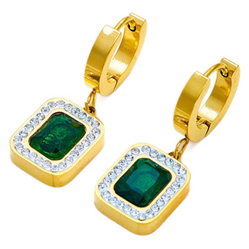 Emerald Cubic Sugar Zirconium Hanging Pendant Necklace And Earrings Suite Brand: aeac