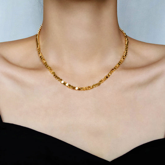High-grade Ins Broken Silver Couple Cold Wind Titanium Steel No Fading Necklace Brand: aeac