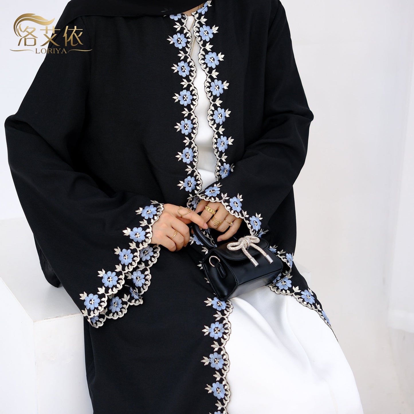Dubai Flower Embroidered Cardigan Robe LR909 Brand: aeac