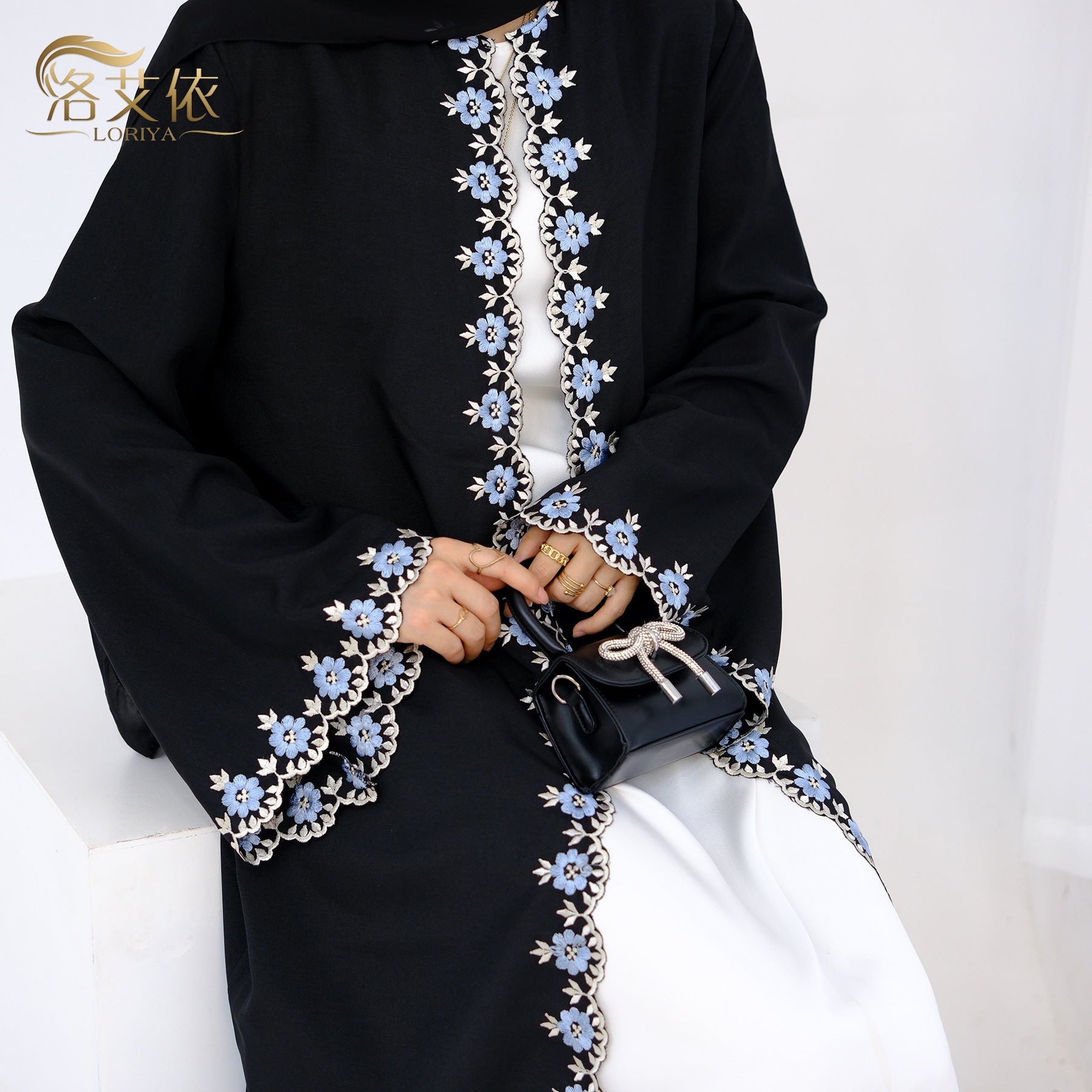 Dubai Flower Embroidered Cardigan Robe LR909 Brand: aeac