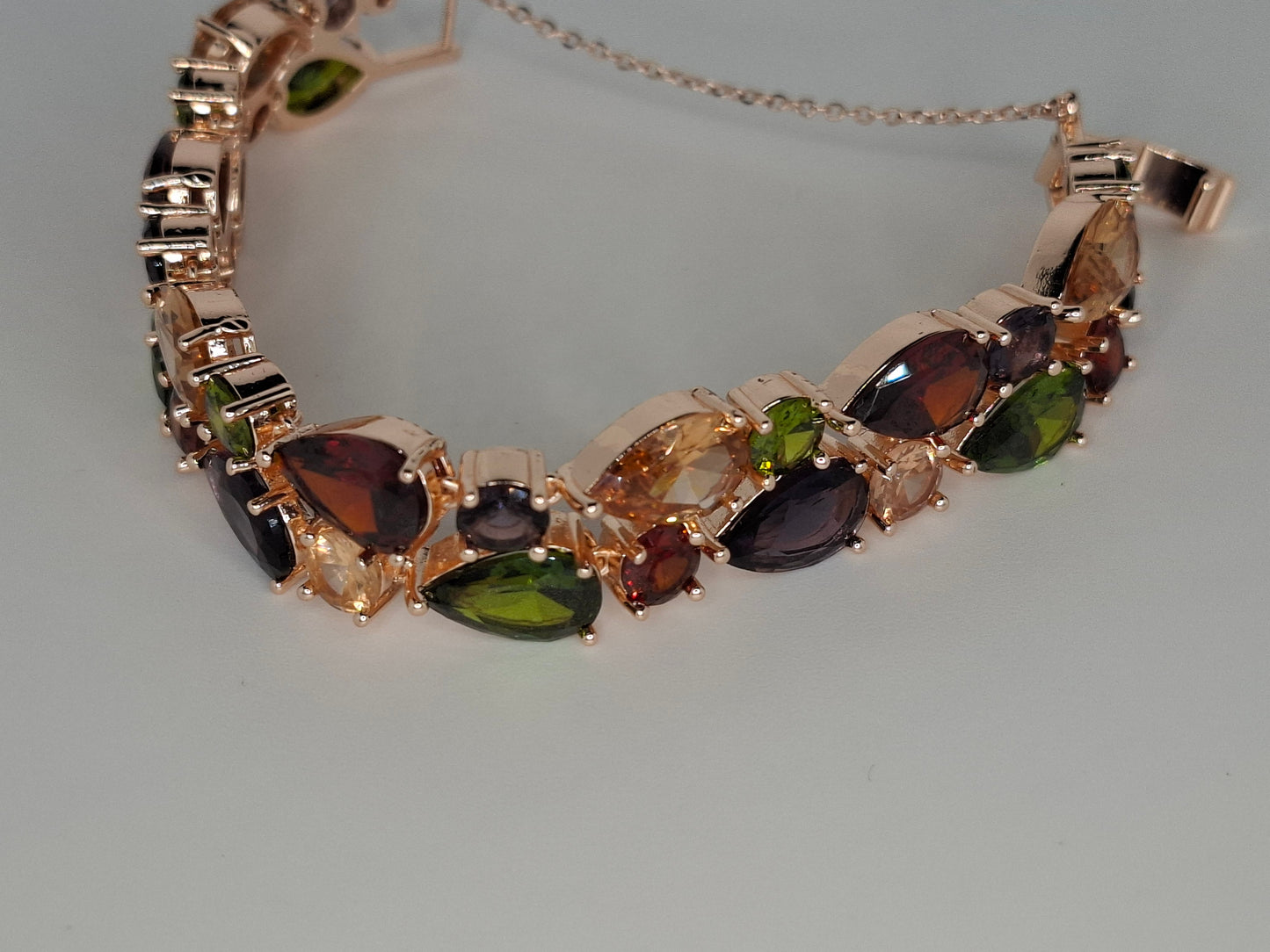 Golden Pleated Transparent Cubic Zircon Bracelet Bridal Gift Brand: aeac