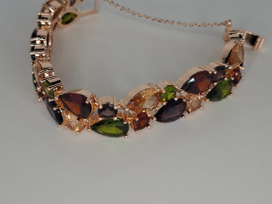 Golden Pleated Transparent Cubic Zircon Bracelet Bridal Gift Brand: aeac