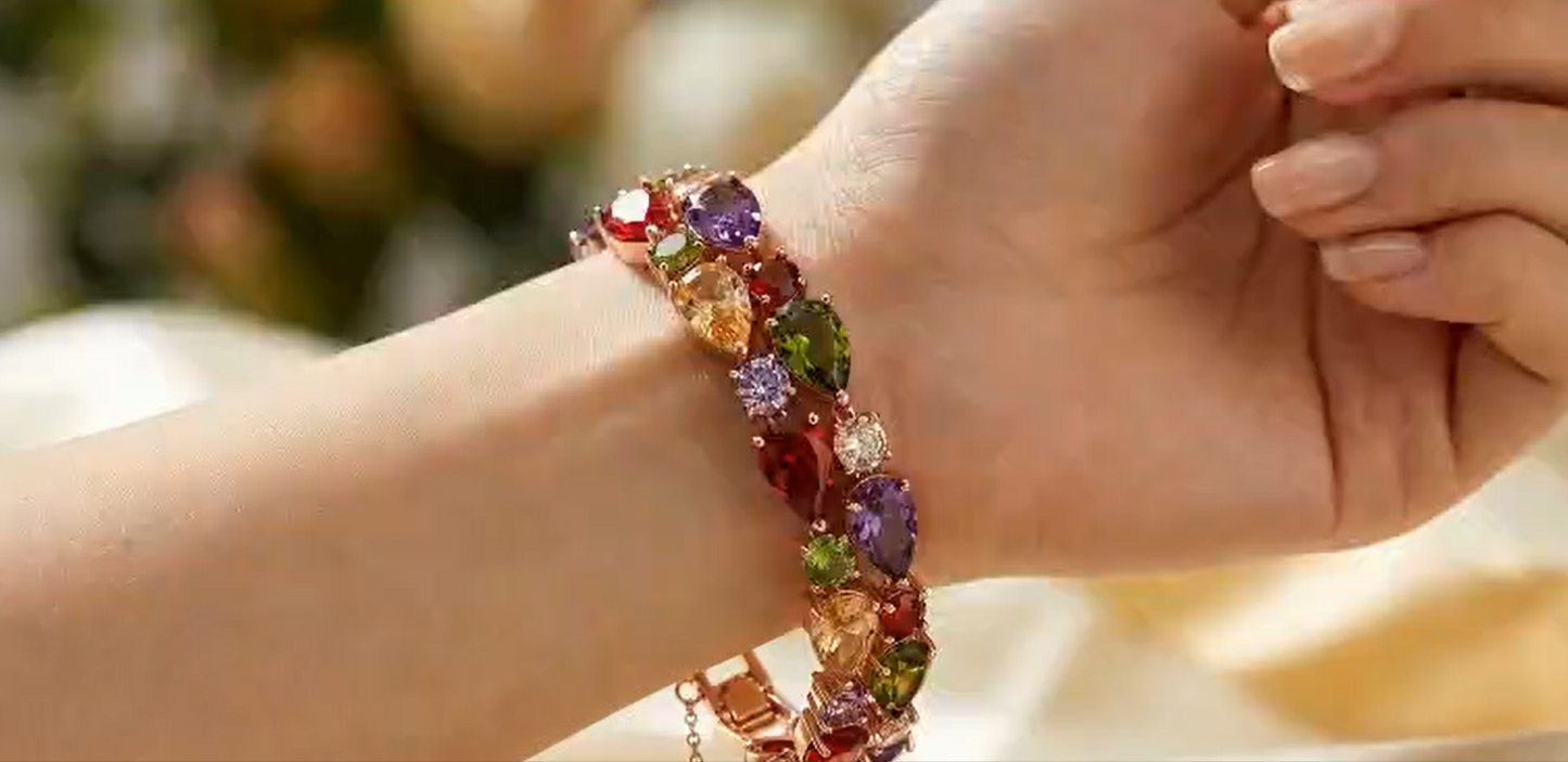 Golden Pleated Transparent Cubic Zircon Bracelet Bridal Gift Brand: aeac