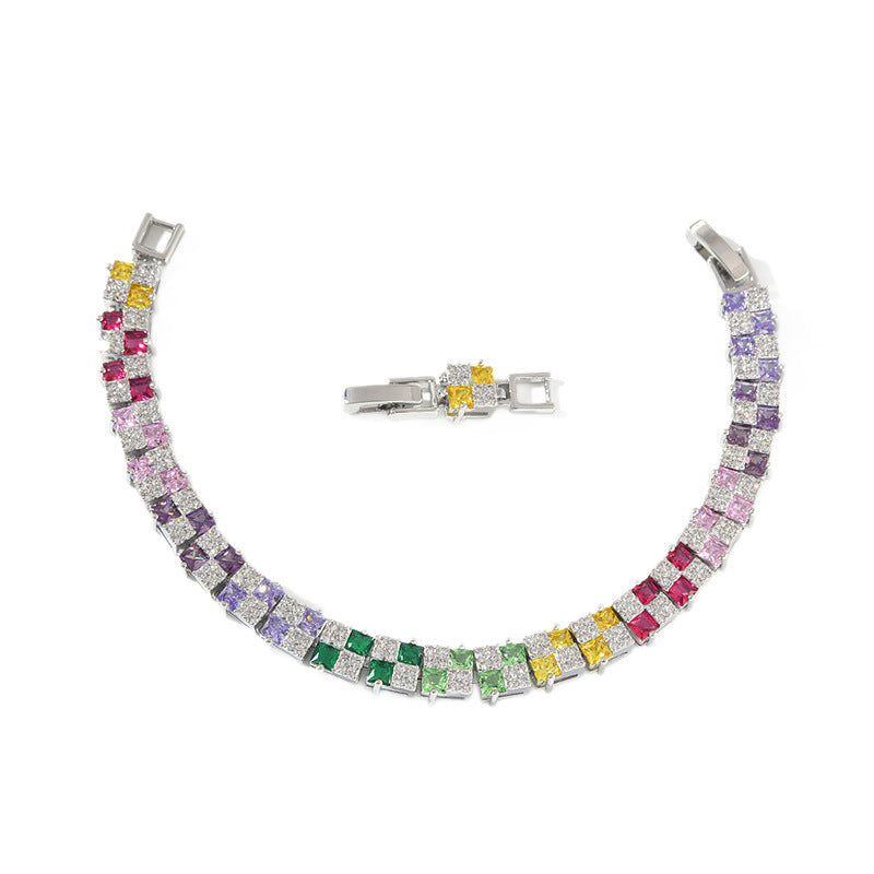 Hip Hop Women's Crystal Beaded Bracelet Polka Dot Zircon Colored Hand Jewelry Brand: aeac