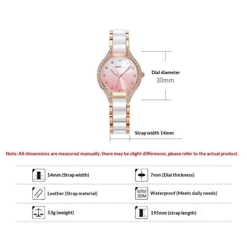 Womens Starry Sky Luxury Timepiece Diamond-Encrusted Gradient Glittering Powder Bracelet Watch Brand: aeac