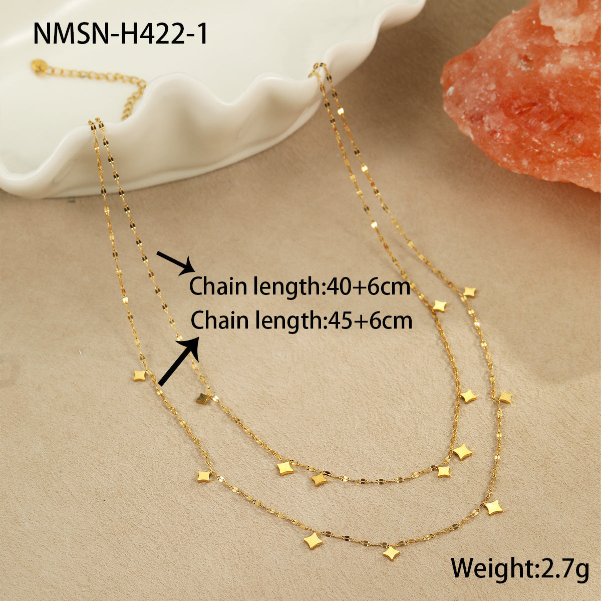 Double-layer Stacked Stainless Steel Necklace Brand: aeac