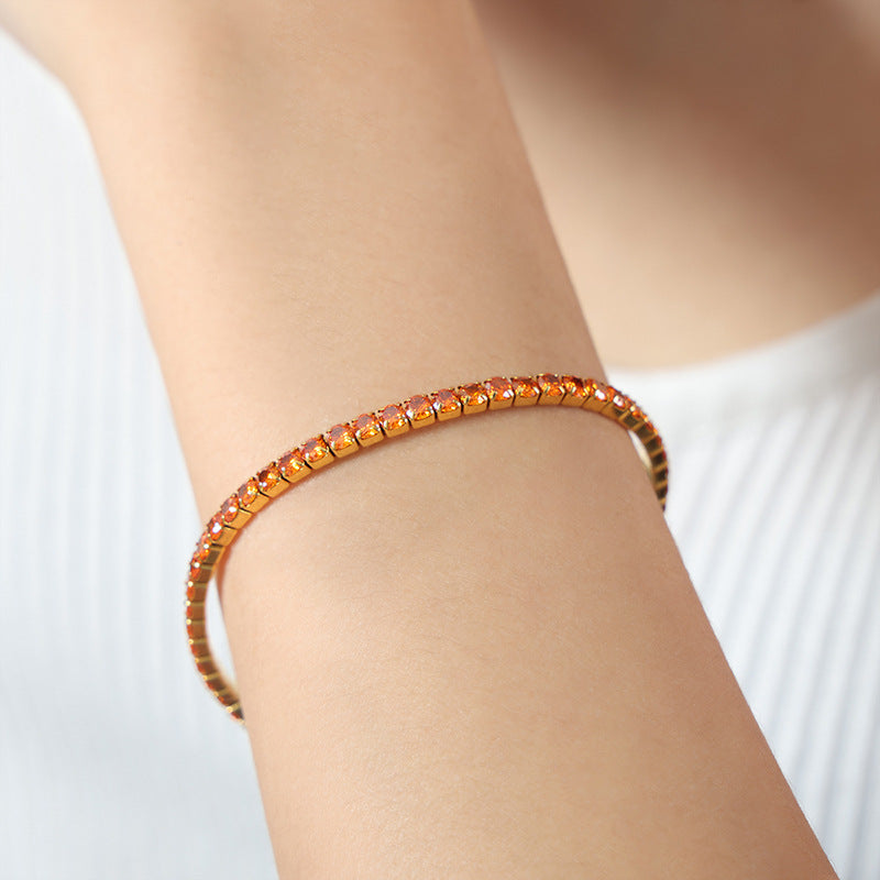 Colorful Zircon Stretch Bracelet Titanium Steel Brand: aeac