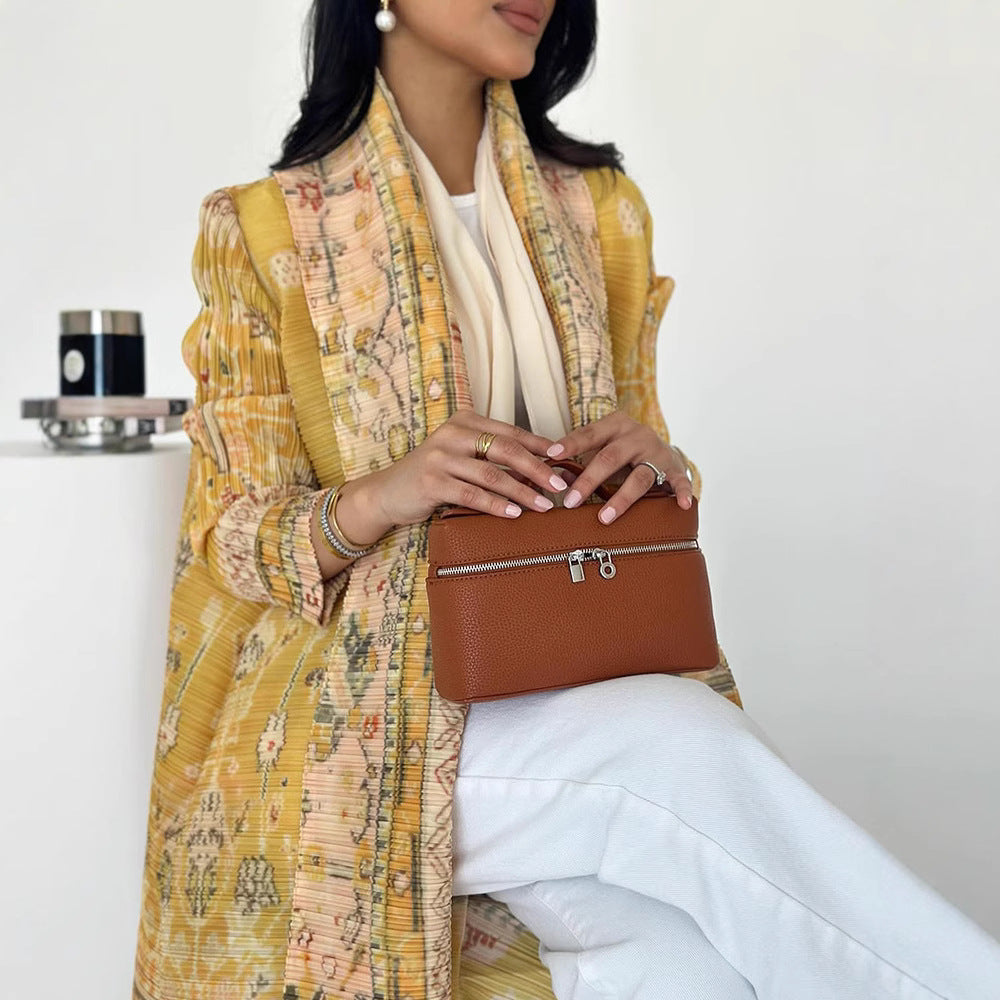 Pleated Print Cardigan Long Coat Arabic Robe Plus Size Brand: aeac