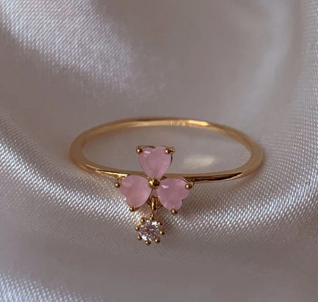 Retro Pink Heart Butterfly Flower Ring – Cute Multi-Element Open Design Brand: aeac