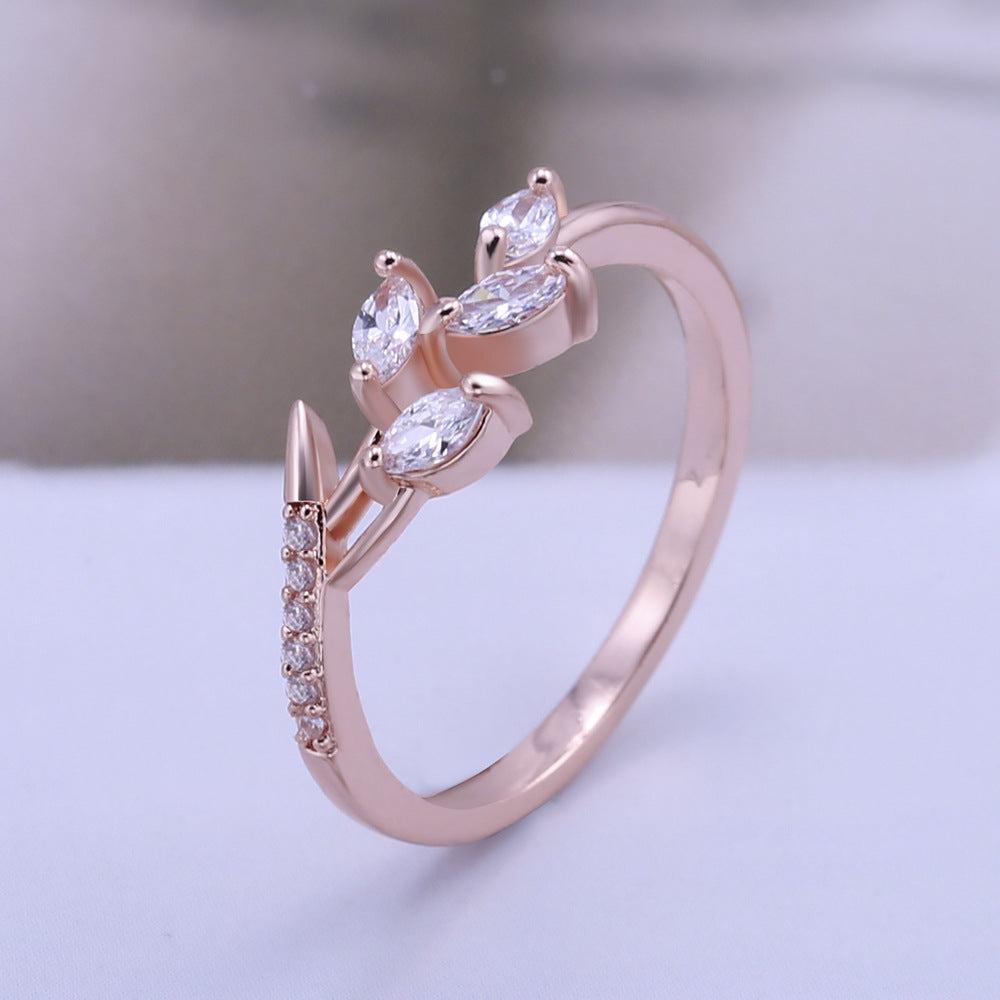 Women's European And American Luxury Flower Branch Ring Brand: aeac