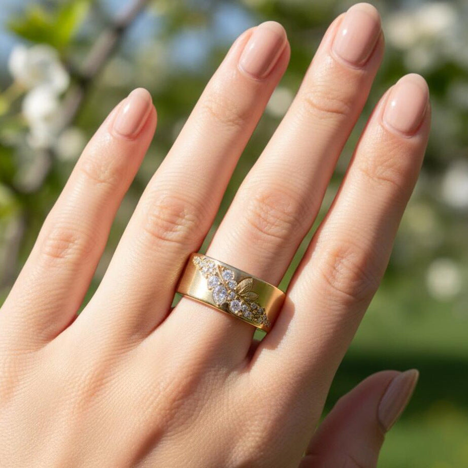 Elegant Leaf And Horse-eye Zircon Ring A Versatile, Stylish Accessory Brand: aeac