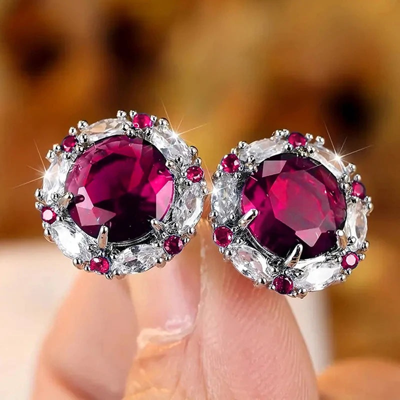Fashion Zircon Round Stud Earrings For Women Brand: aeac