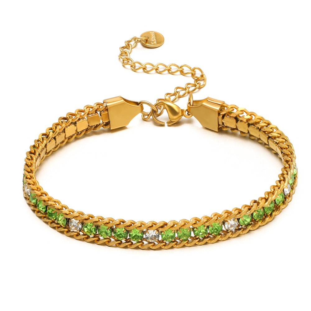 Single-sided Zircon-studded Chain Pearlt Bracelet Brand: aeac