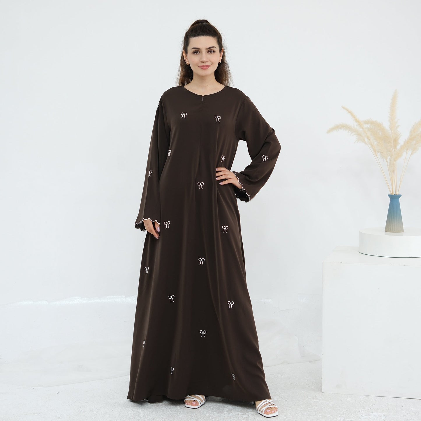 Bow-knot Embroidered Long Sleeve Dress Brand: aeac