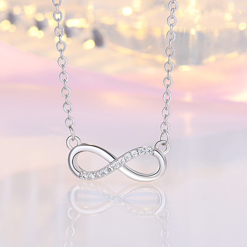 Japanese And Korean Sweet Art Micro Rhinestone 8-shaped Clavicle Necklace Brand: aeac