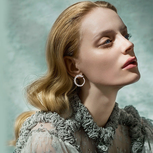 Green Zirconium Ear Ring Copper Inlaid Crystal Stylish Popular Personalized Simple Brand: aeac