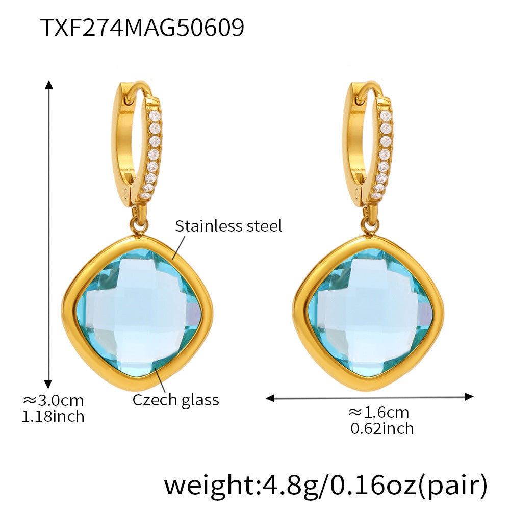 Mioli Transparent Super Shiny Cut Czech Glass Full Diamond Earrings Brand: aeac