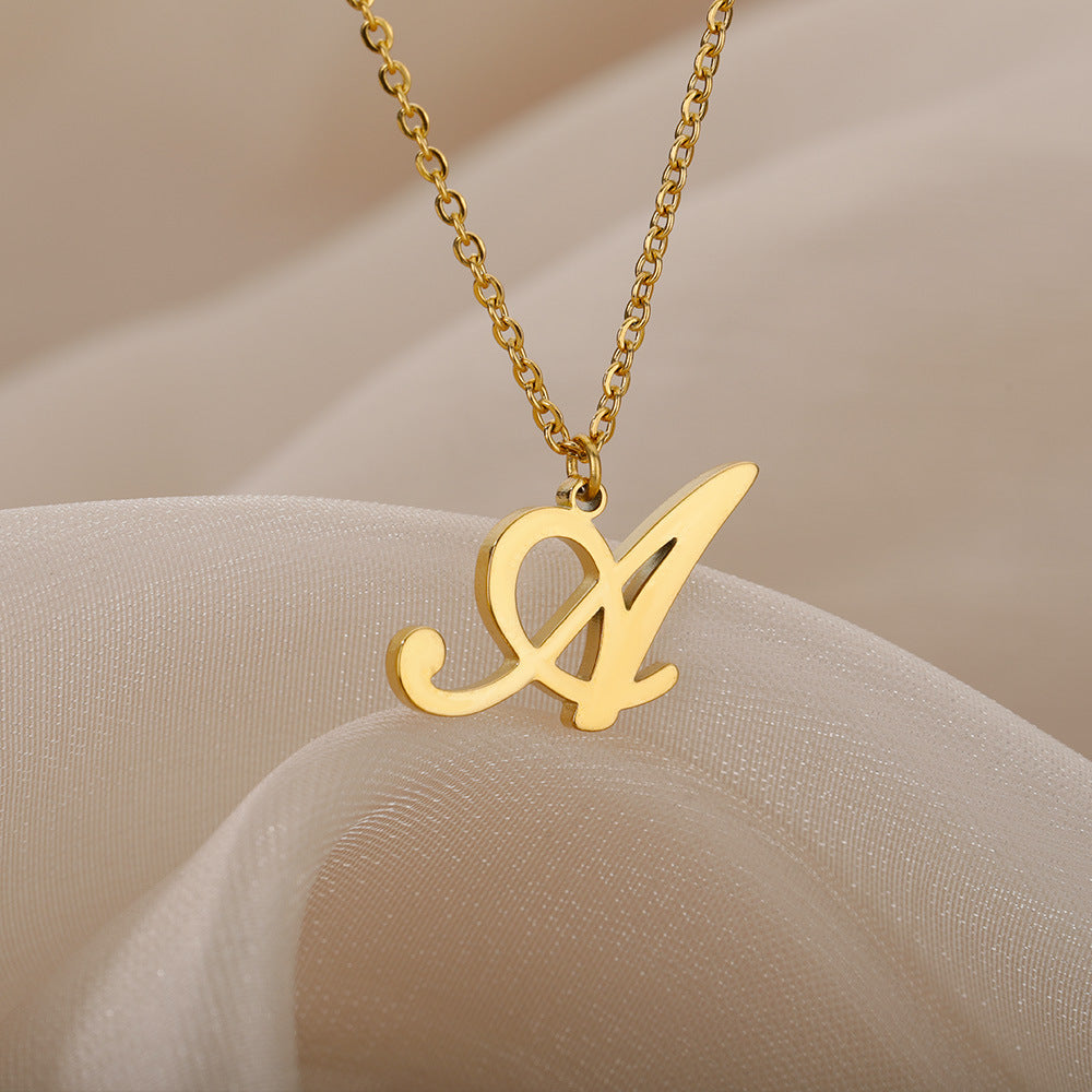 Stainless Steel 26 English Letter Necklace Brand: aeac