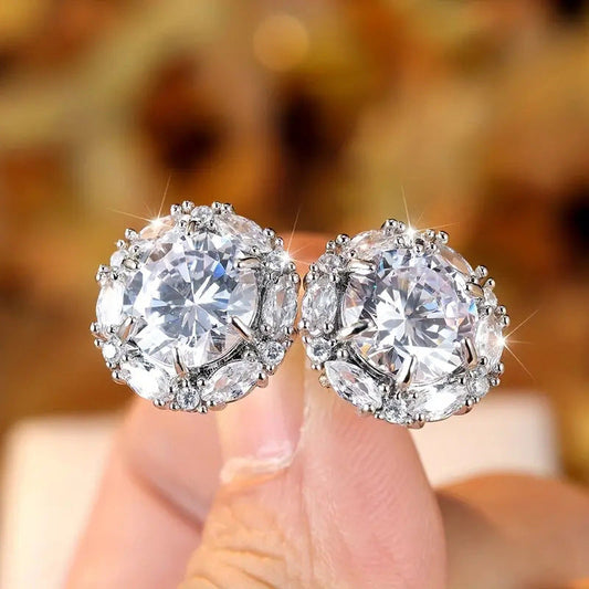 Fashion Zircon Round Stud Earrings For Women Brand: aeac
