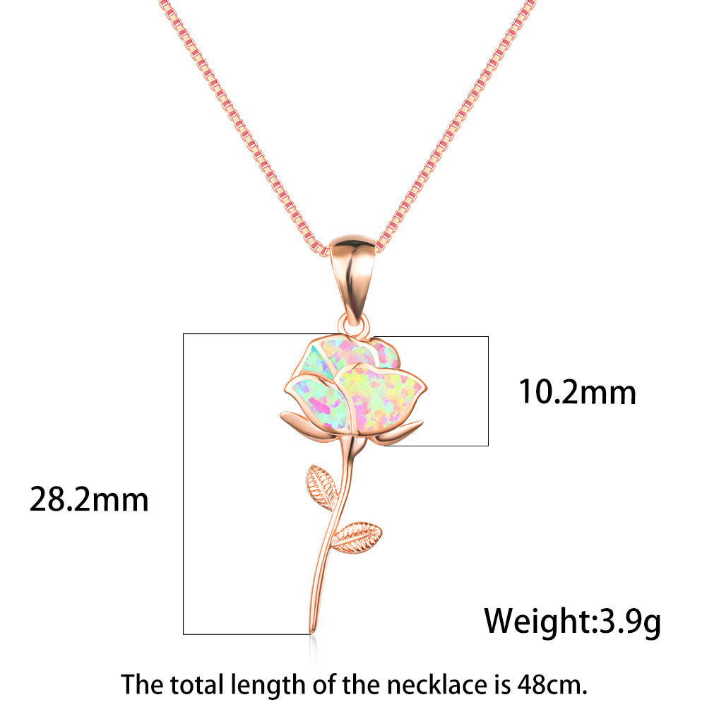 New French Romance And Beautiful Rose Opal Necklace Brand: aeac