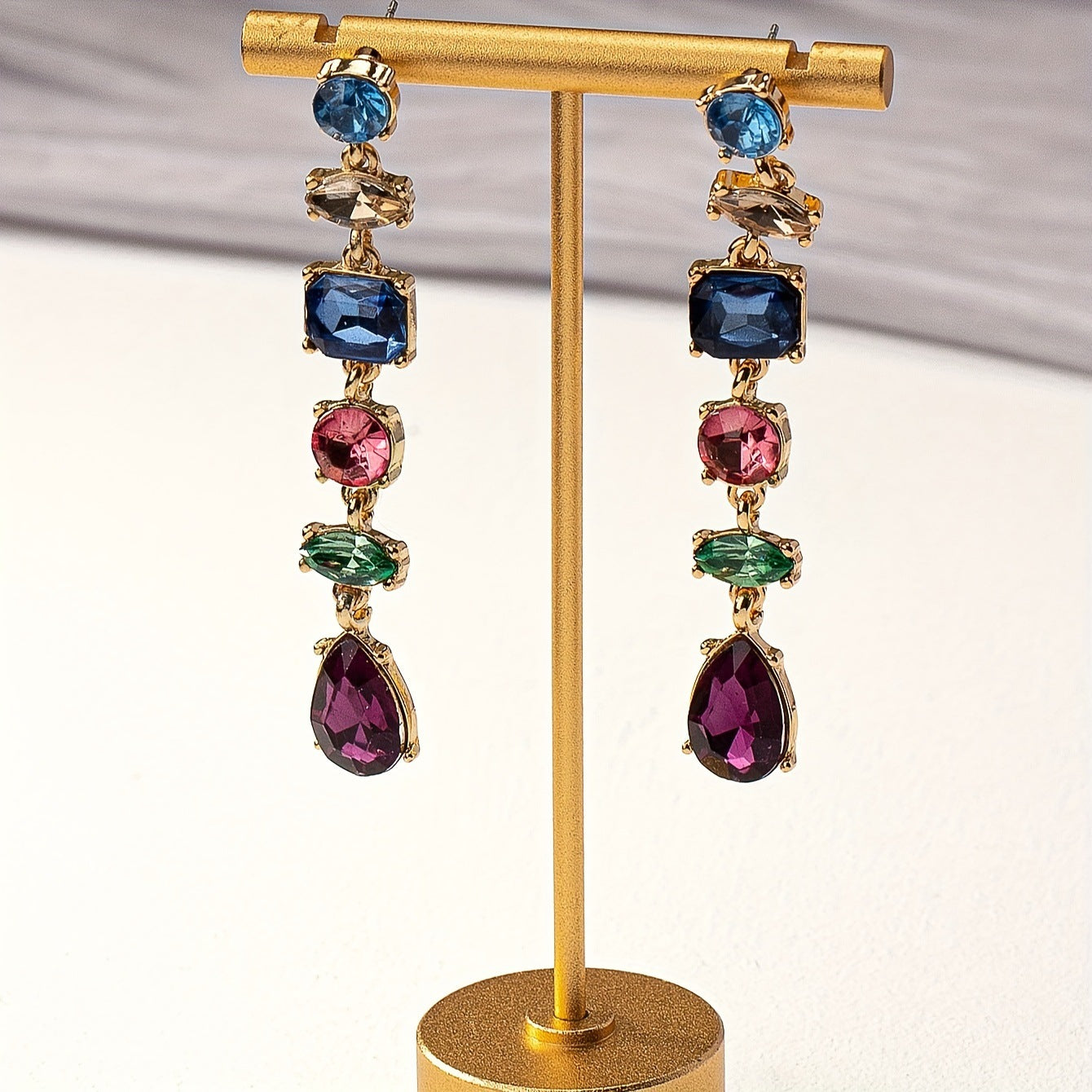 Colorful Drop-shaped Earrings Eardrops Three-section Evening Dress With Earrings Brand: aeac