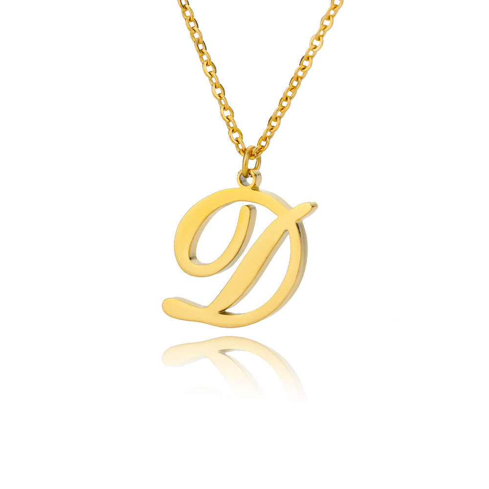 Stainless Steel 26 English Letter Necklace Brand: aeac