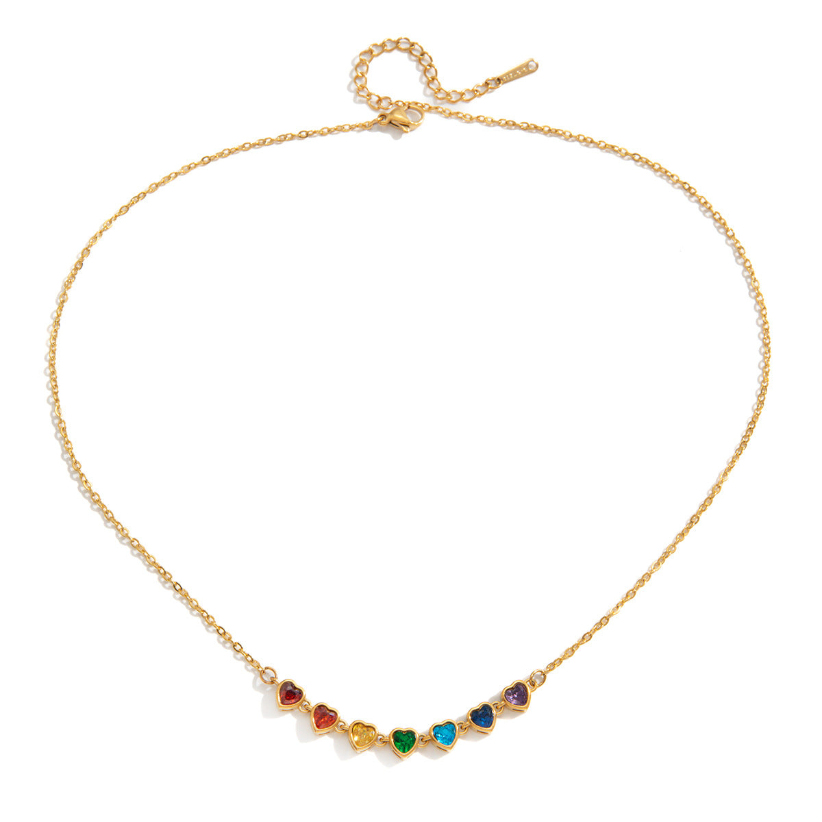 Spring Summer Vacation Jewelry Titanium Steel Colorful Zircon Necklace Light Luxury Brand: aeac