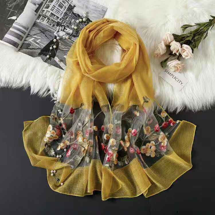 Elegant Versatile Embroidered Silk Scarf For Women Thin Brand: aeac