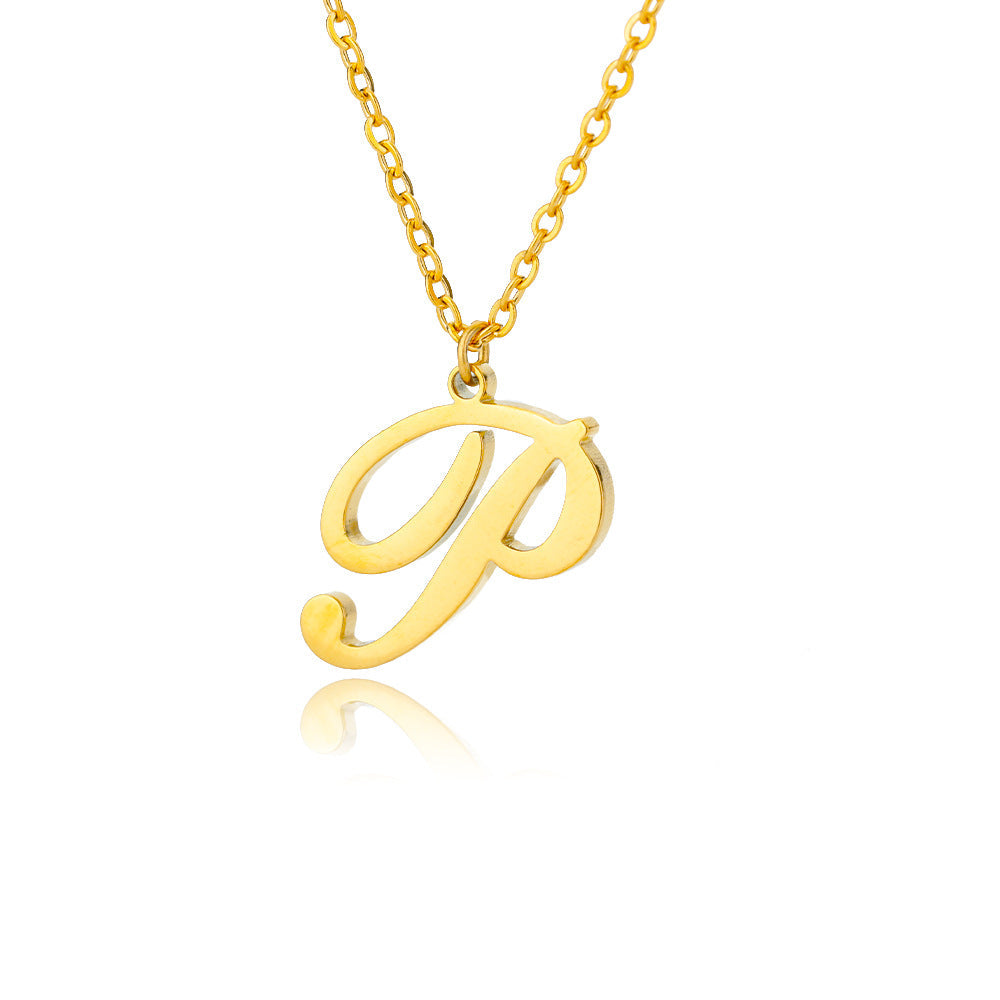 Stainless Steel 26 English Letter Necklace Brand: aeac