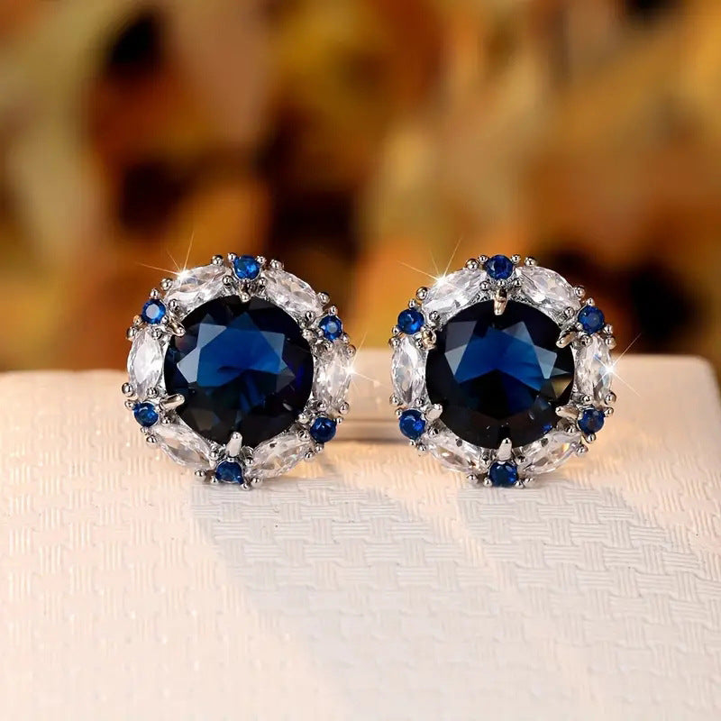 Fashion Zircon Round Stud Earrings For Women Brand: aeac