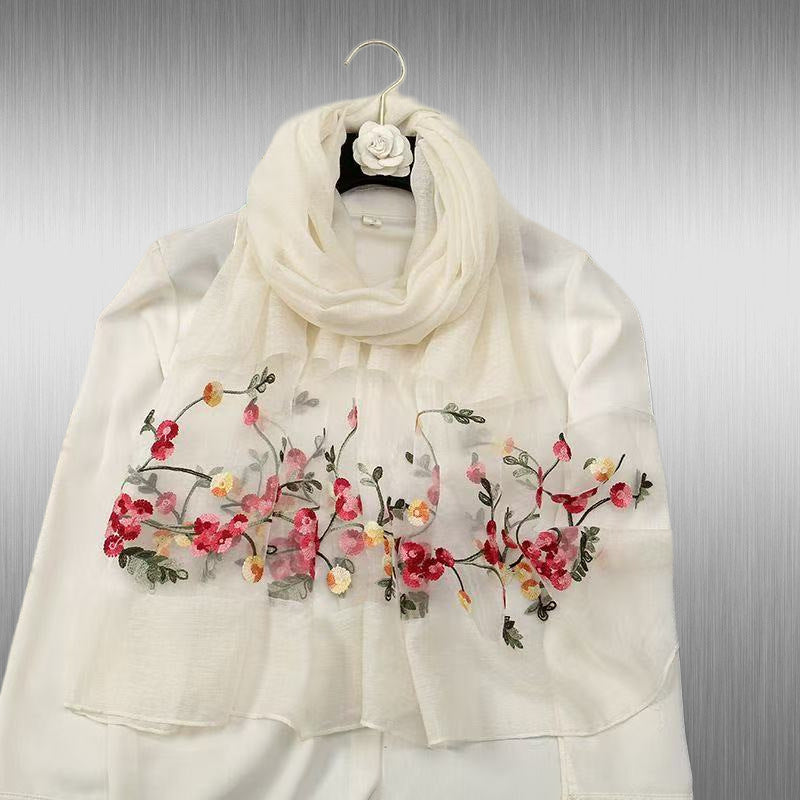 Elegant Versatile Embroidered Silk Scarf For Women Thin Brand: aeac