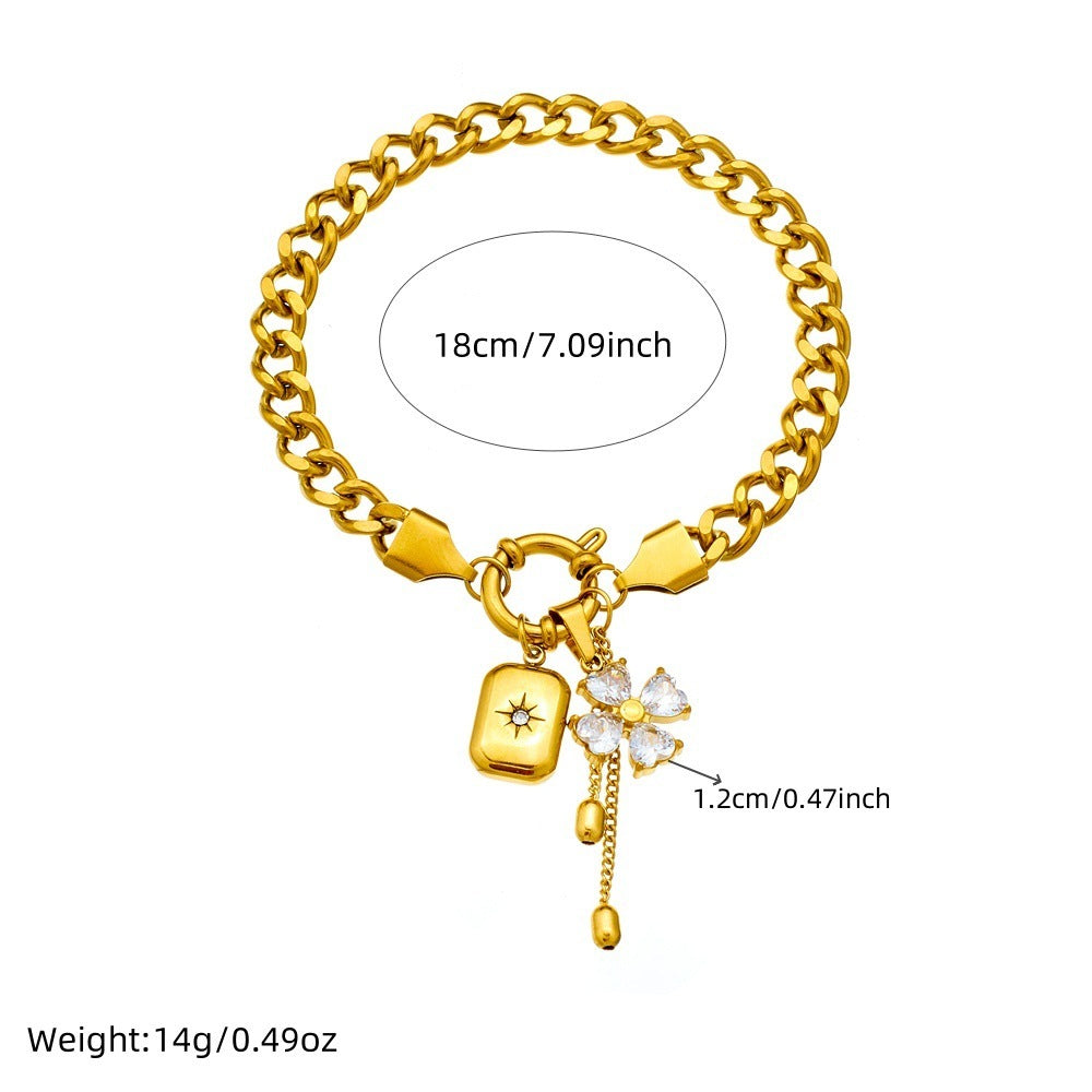 Tassel Stainless Steel Bracelet And Necklace Set Trendy Jewelry Brand: aeac