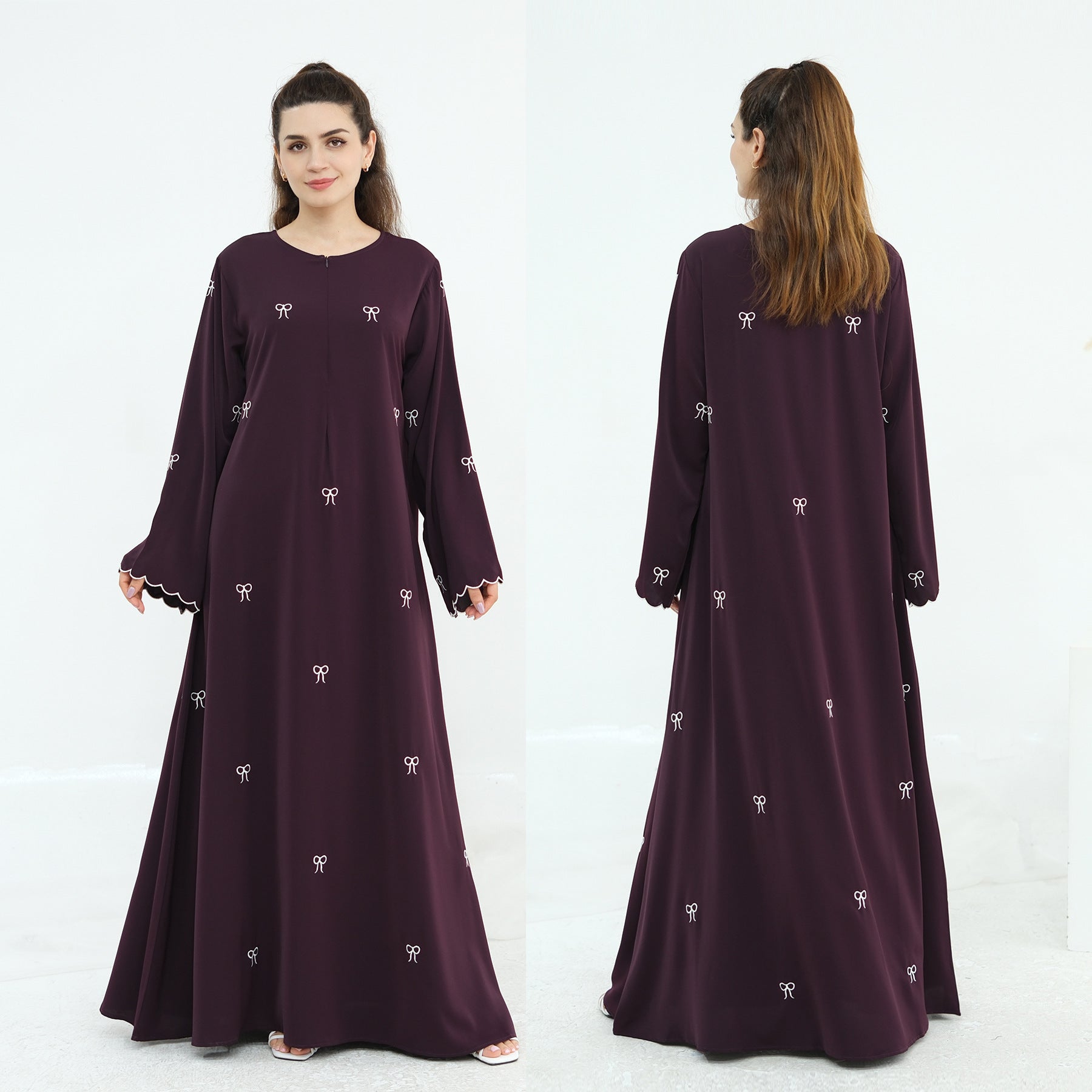 Bow-knot Embroidered Long Sleeve Dress Brand: aeac