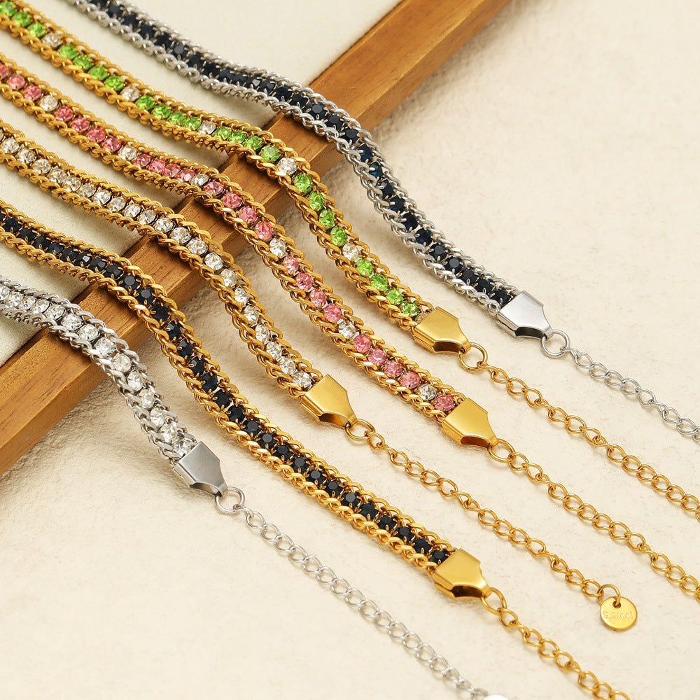 Single-sided Zircon-studded Chain Pearlt Bracelet Brand: aeac