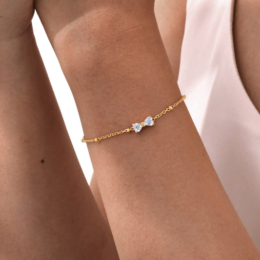 Women's Stainless Steel Spacer Bead Chain Zircon Bow Bracelet Brand: aeac